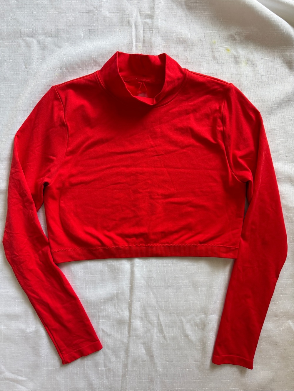Garage B.DY Red Cropped Mock Neck Long Sleeve Top Size Large